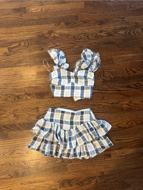 REVOLVE Dresses & Skirts - REVOLVE Blue & White Check Cropped Two-Piece Set